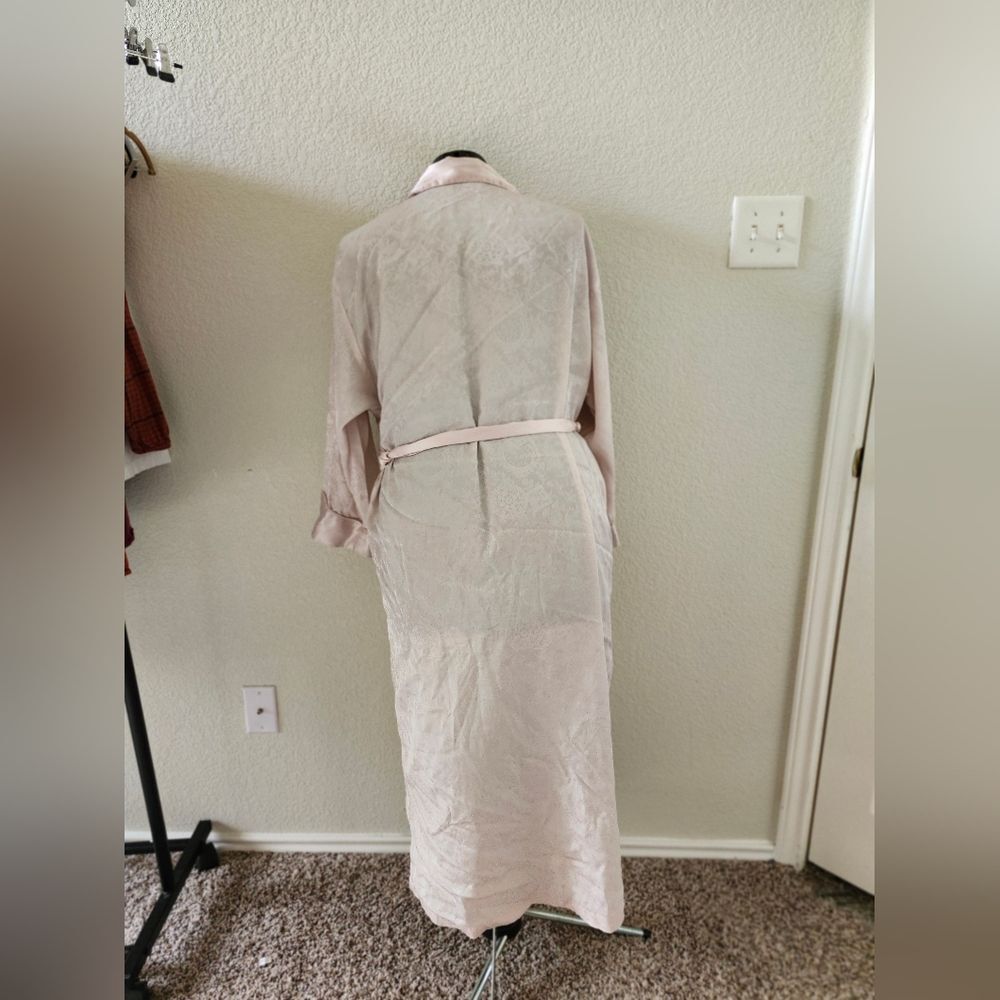 Gold Label Victoria's Secret Vintage 90s Pastel Pink Satin Paisley Long Robe S - Picture 9 of 11